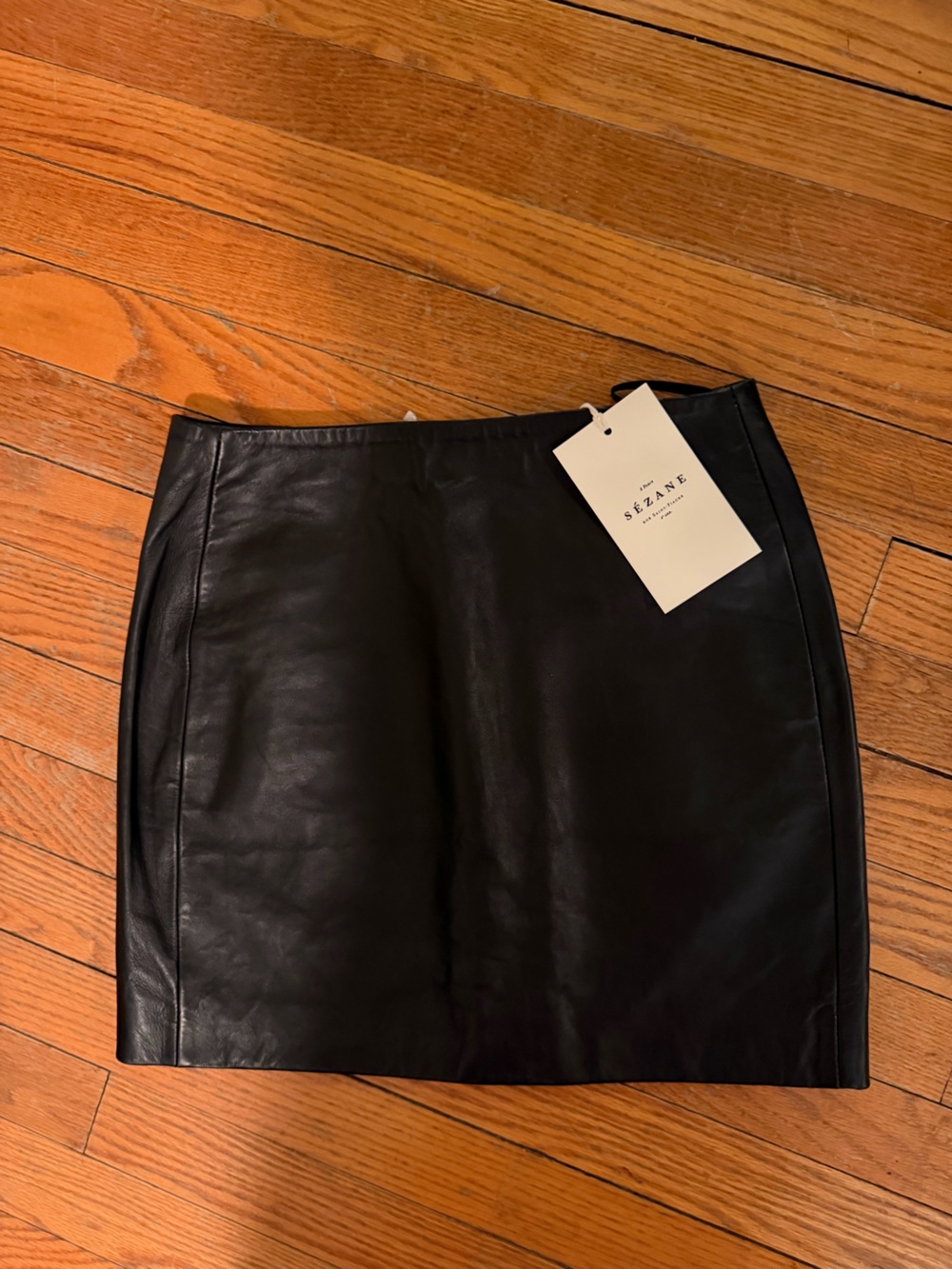 Sezane Black Leather Pencil Skirt